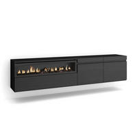 TV-SCHRANK schwarz, mit Elektrokamin, Hängend, 200/35/45cm - Schwarz, Holzwerkstoff (200/45/35cm) - Skraut Home