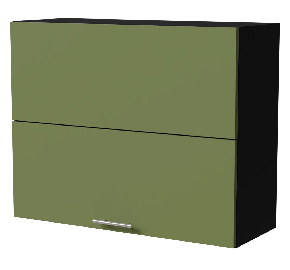 KLAPPHÄNGESCHRANK Brerra W8B/90-AV Schwarz / RAL 6025 farngrün Matt 90 / 32,5 / 72cm - Schwarz/Grün, Holz/Holzwerkstoff (90/72/32.5cm) - Feldmann-Wohnen
