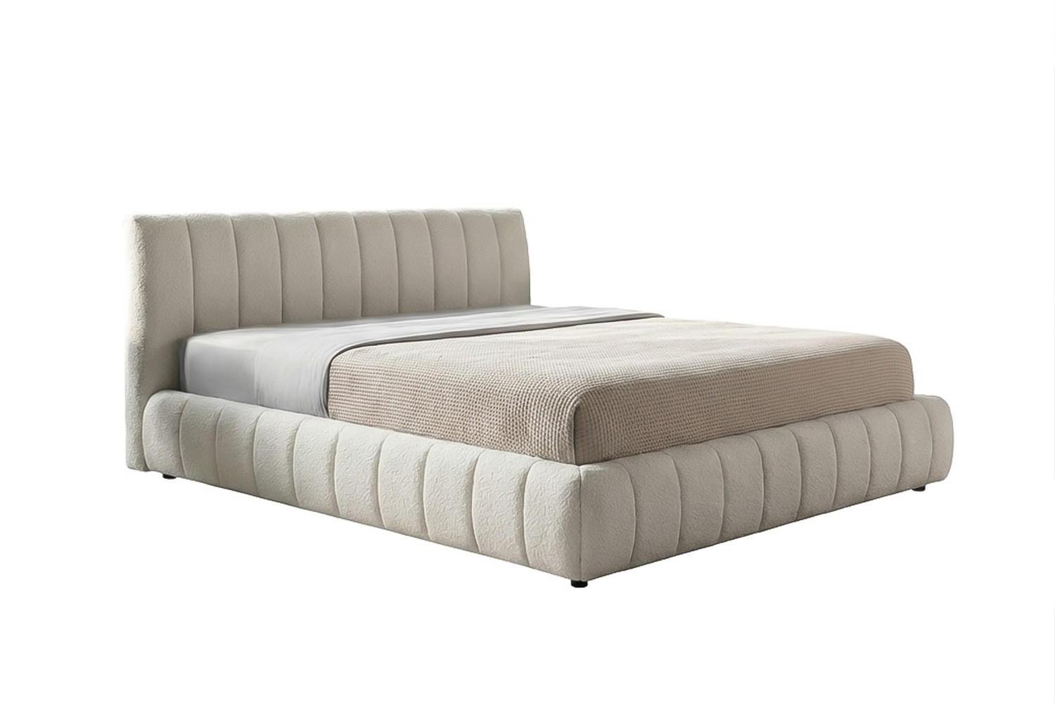 POLSTERBETT ALIOTTA Cremeweiß Bouclé - Creme, Textil (160/200cm) - KAWOLA