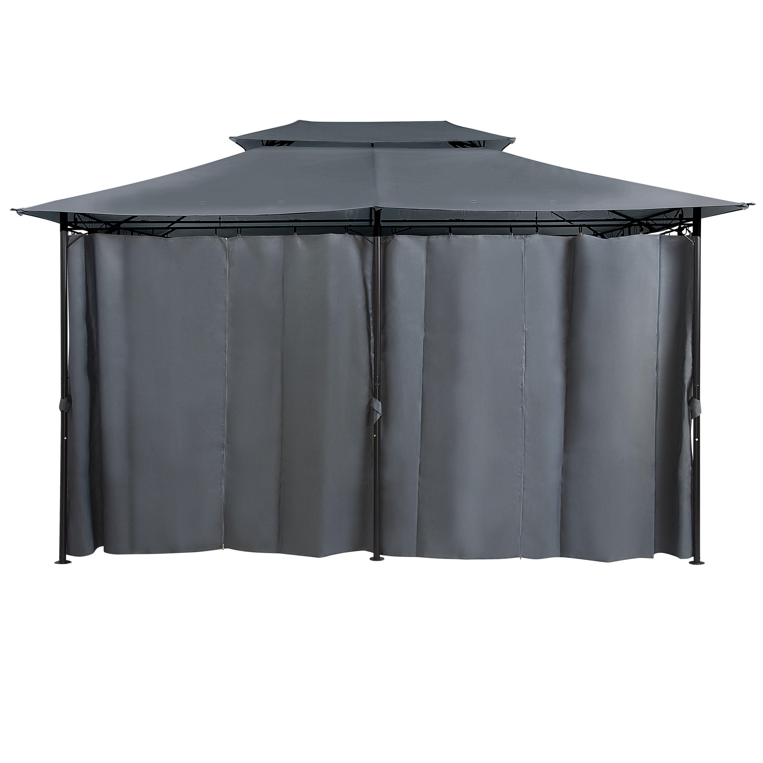 PAVILLON Stahl graphitgrau 300/400 cm Colos - Schwarz/Grau, Metall (400/300/300cm) - Beliani