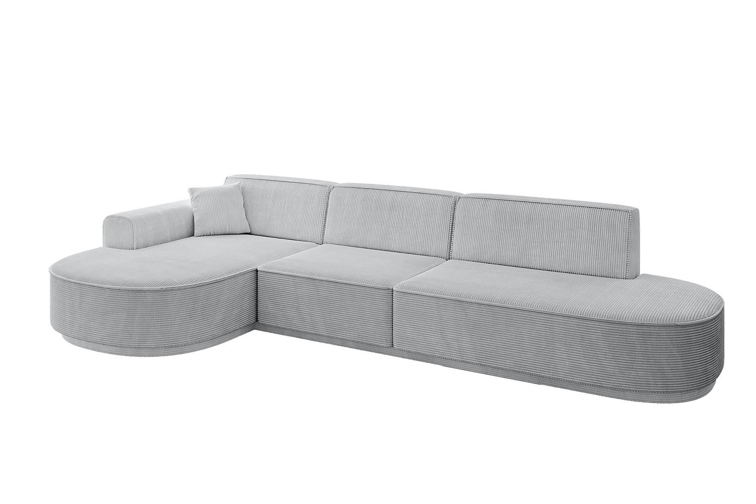 ECKSOFA Ottomane Links MARI-L2-v3 - 328x171x83 cm Grau Cord - Schwarz/Grau, Holzwerkstoff/Kunststoff (328/171cm) - ALTDECOR