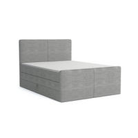 BOXBETT ROCKY 160/200 in Cord Hellgrau mit Doppelmatratzen H3 - Hellgrau, Holz/Holzwerkstoff (140/200cm) - Deine Möbel 24