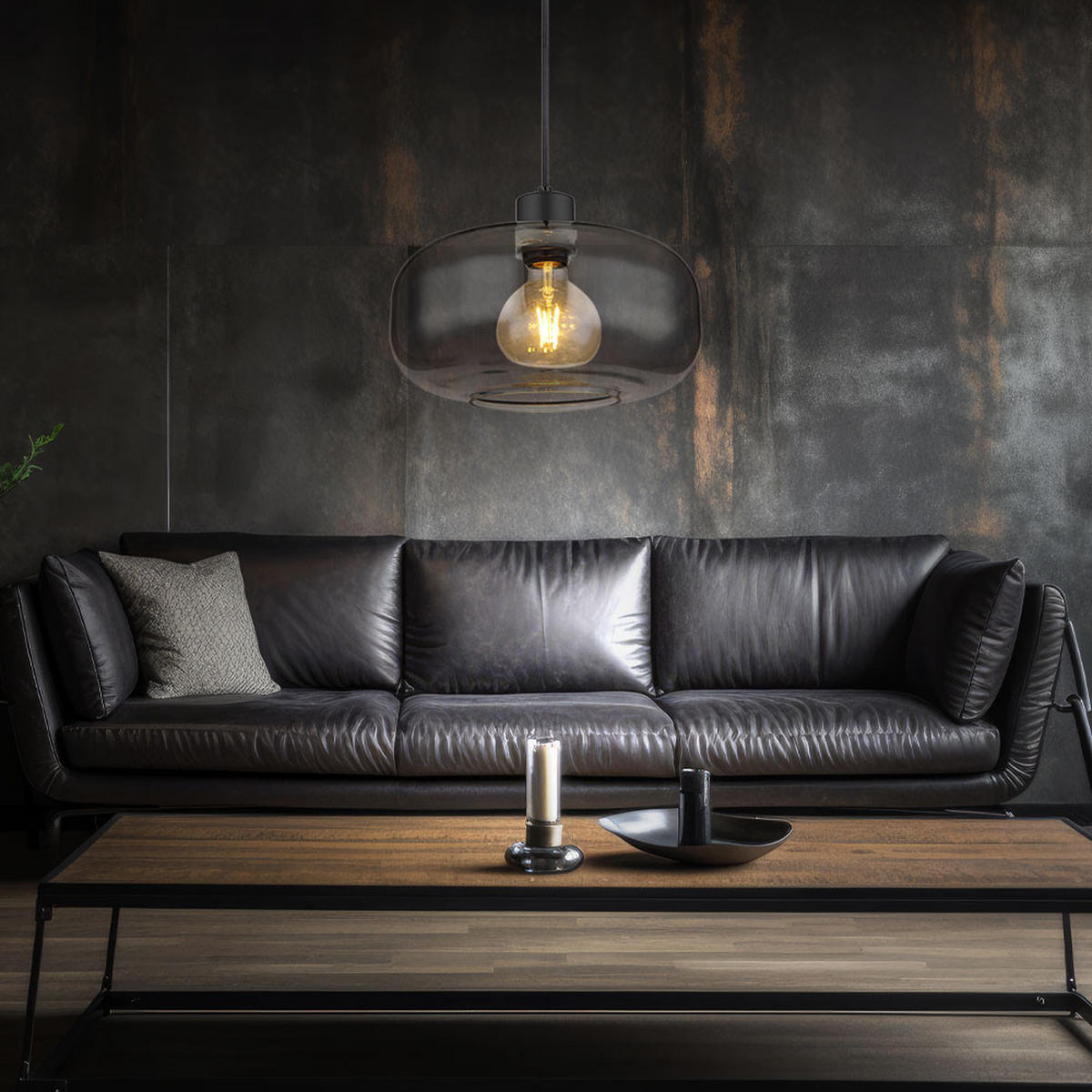 LED HÄNGELEUCHTE Metall Grau Rauchglas - Grau, Glas (28/28/120cm) - Globo Lighting