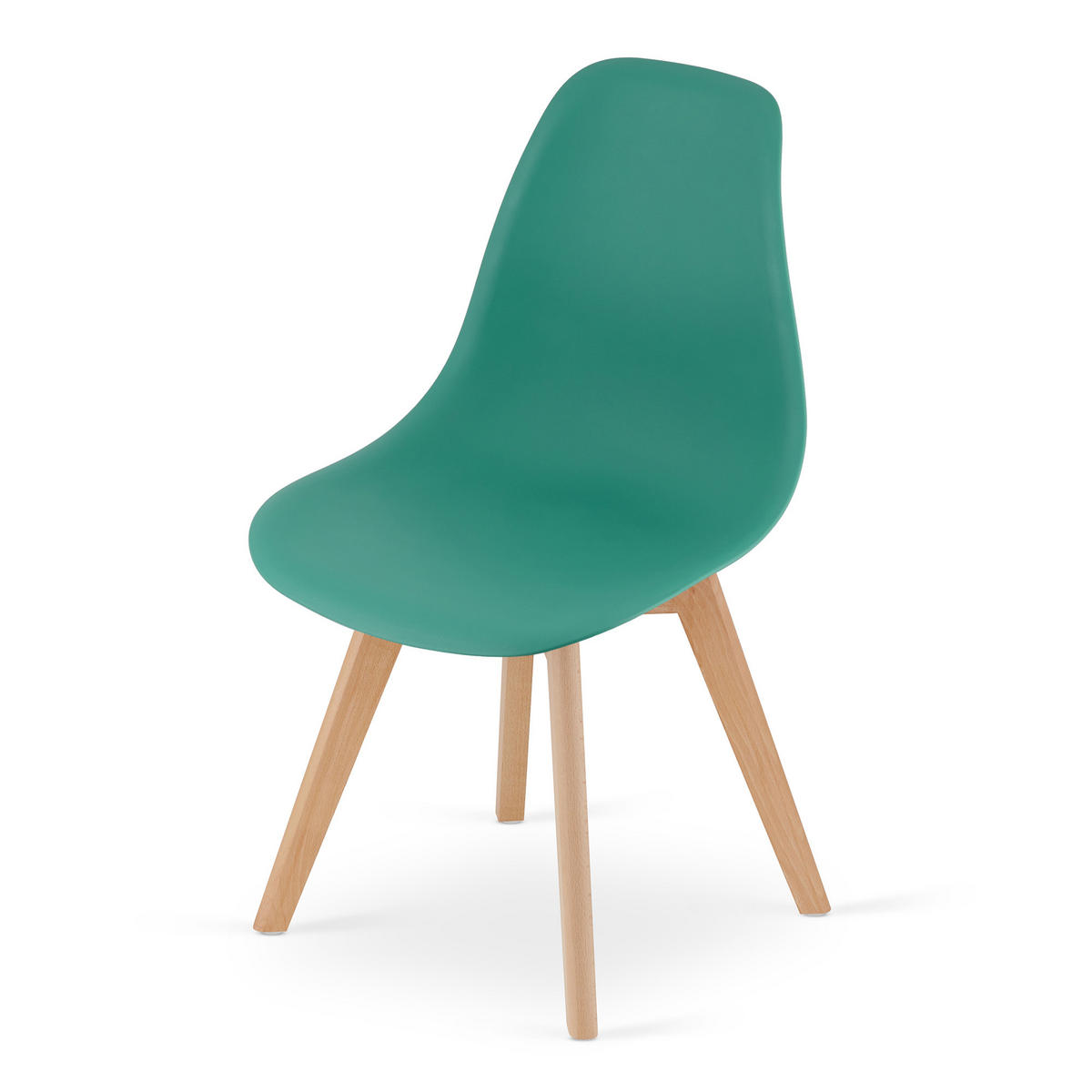ESSZIMMERSTUHL 4-er Set KITO grüner Sitz, natürliche Beine - Naturfarben/Grün, Kunststoff (46/80/54.5cm) - Valora