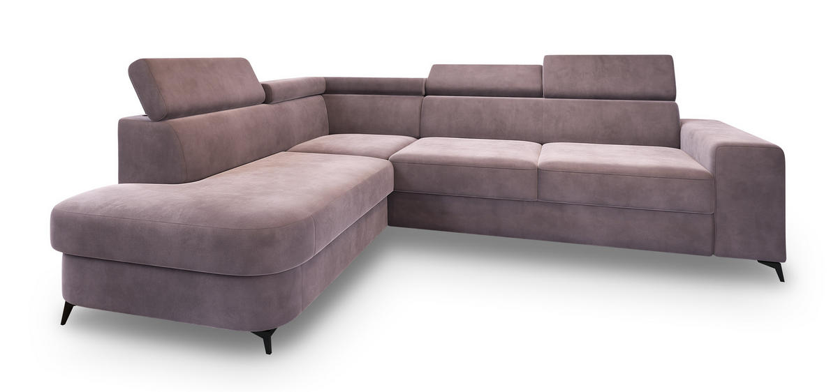 ROHOVÁ SEDAČKA ALVORO šeříková - černá/šeříková, kov/dřevo (253/190cm) - MASSENO