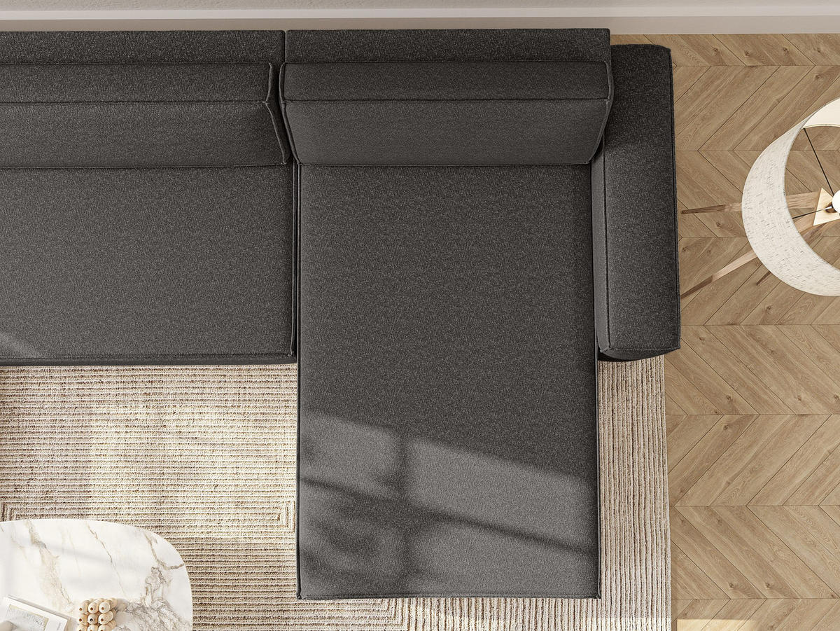 WOHNLANDSCHAFT Lummo U mit Schlaffunktion, Graphit - Graphitfarben, Textil (386/70/185cm) - Fedve