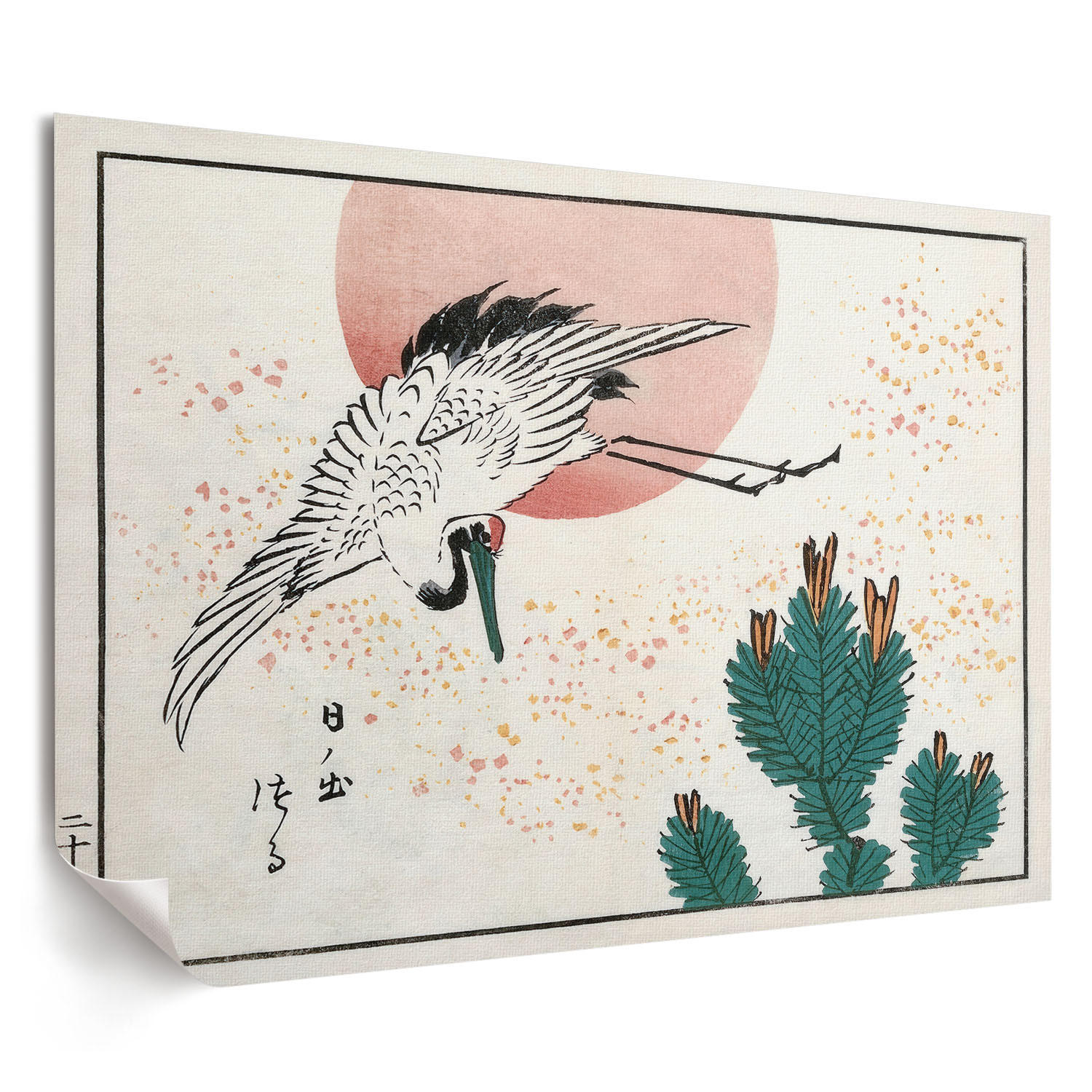 POSTER - 59x42 cm (A2) - Utagawa Hiroshige - Kran - Weiß, Textil (59.4/42/0.1cm) - TULUP