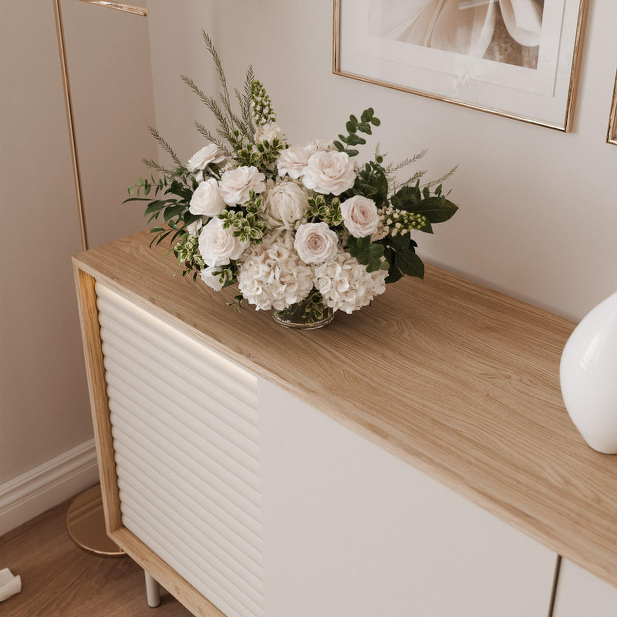 KOMMODE LUSSO 184 cm, Eiche / Kaschmir - Eichefarben, Holzwerkstoff (184/77/40cm) - Idohome