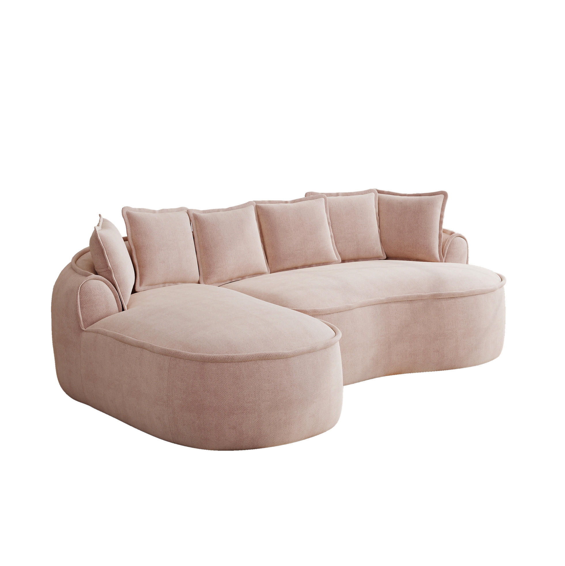 ECKSOFA 252/164/67 cm pink aus Chenille mit Schlaffunktion und Chaiselongue - Pink, Textil (164/252cm) - OKWISH