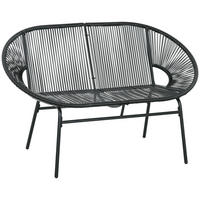 POLYRATTAN Sitzbank 2-Sitzer Rattanbank Gartenbank, für Terrasse, Balkon, Stahl - Schwarz, Metall (72/83/132cm) - Outsunny