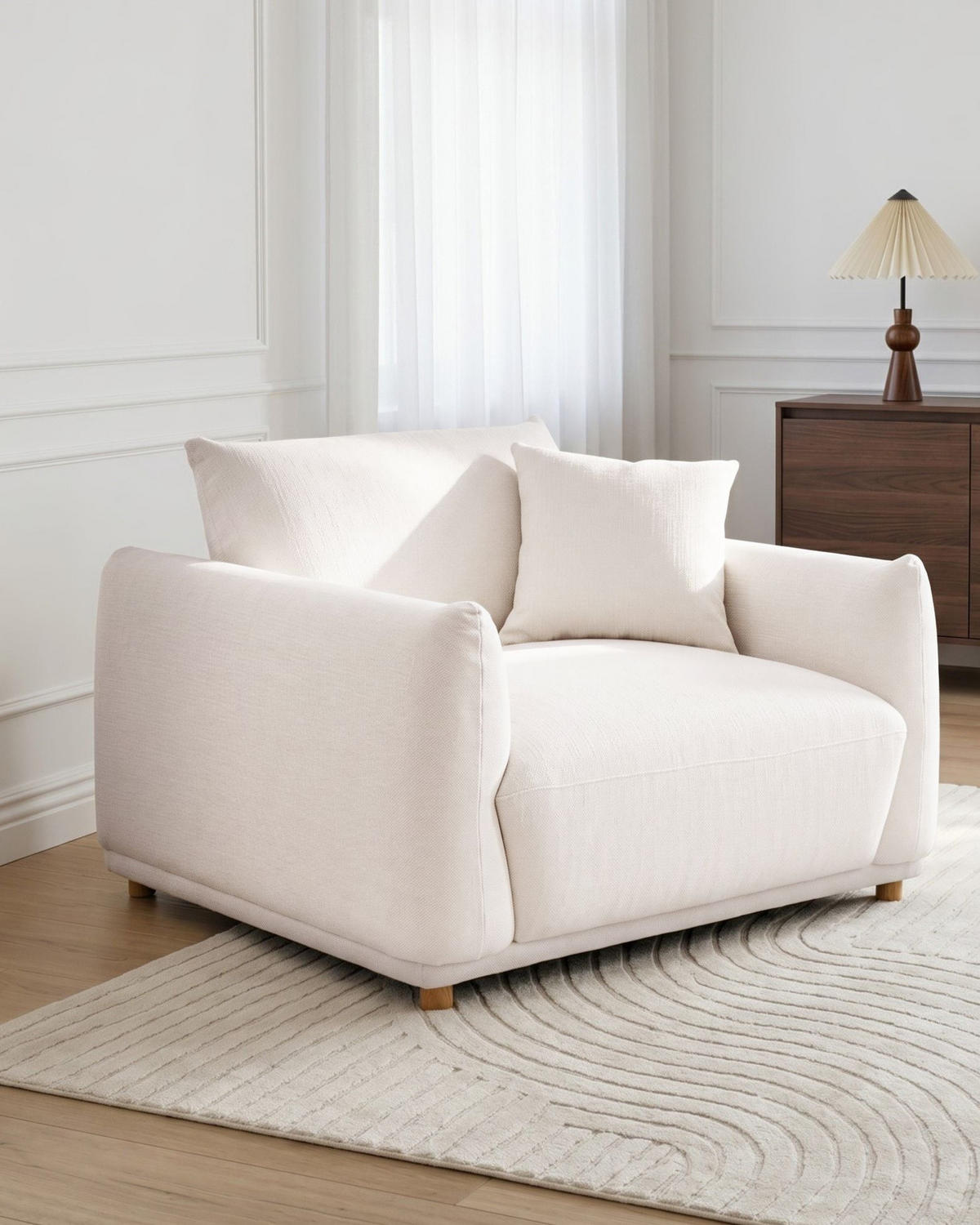 SESSEL Stoff Cremeweiß Jubek - Creme/Weiß, Textil (120/81/104cm) - Beliani