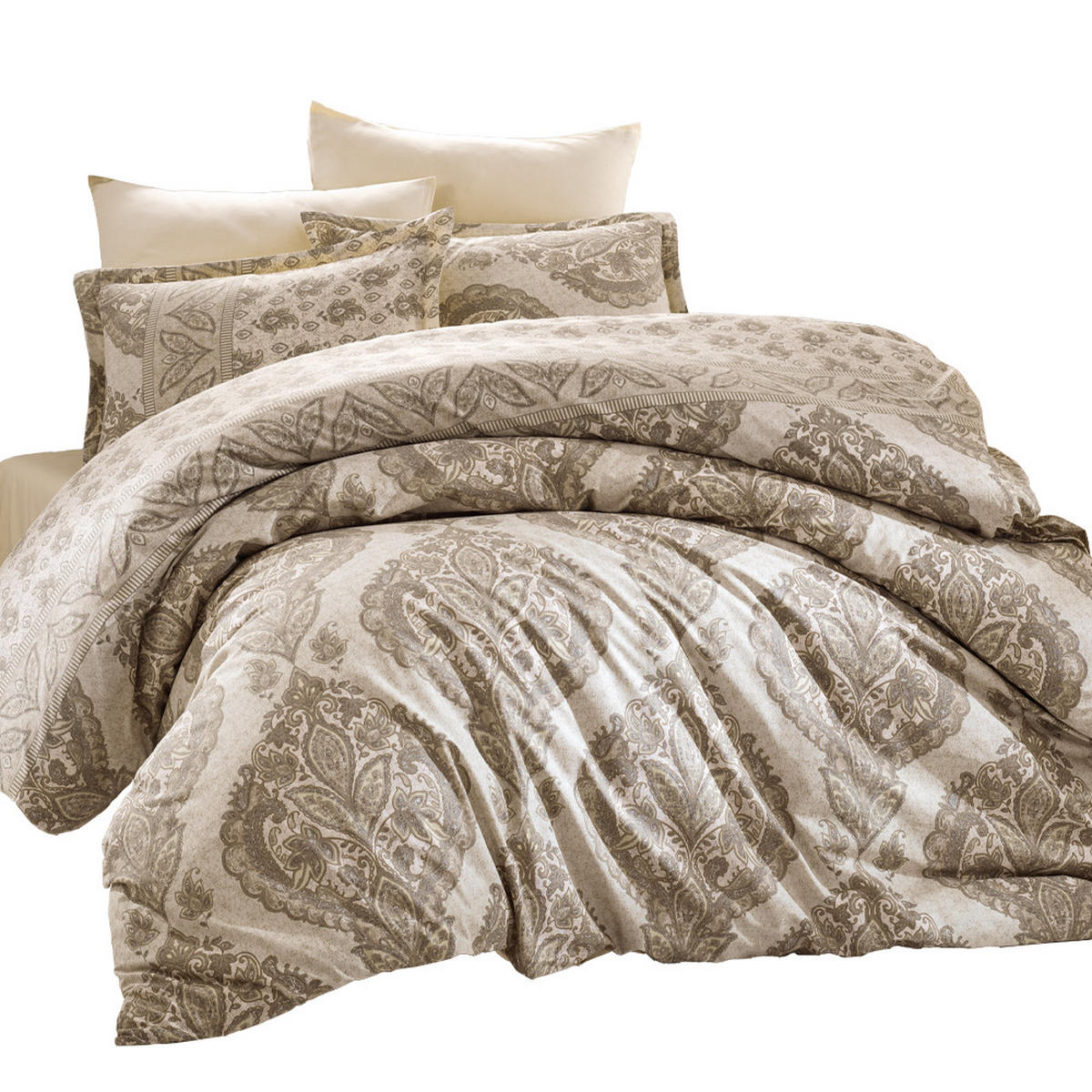 BETTWÄSCHE 6-teilig 220/240 cm TALYA - Braun, Textil (220/240cm) - ROLFNERS