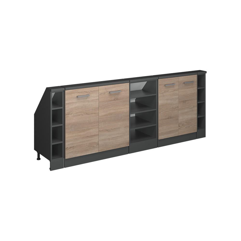 KÖKSSKÅP FÖR SLUTTANDE TAK R-Line Sonoma 210 cm Set om 5 Sonoma ek, Antracit 83.8/210/46 cm
