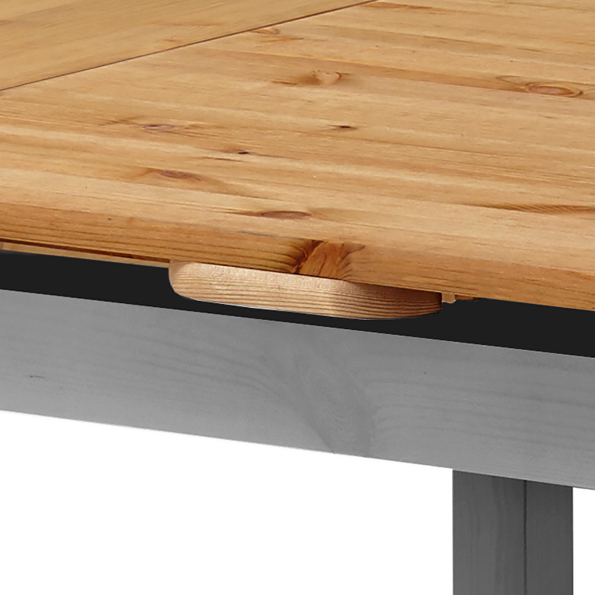 ESSTISCH mit ansteckplatten - Kiefer massiv - Grau, Holz (77/77/74cm) - home24