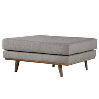 POLSTERHOCKER - Eichefarben/Graubraun, Eichenholz/Textil (85/43/60cm) - home24