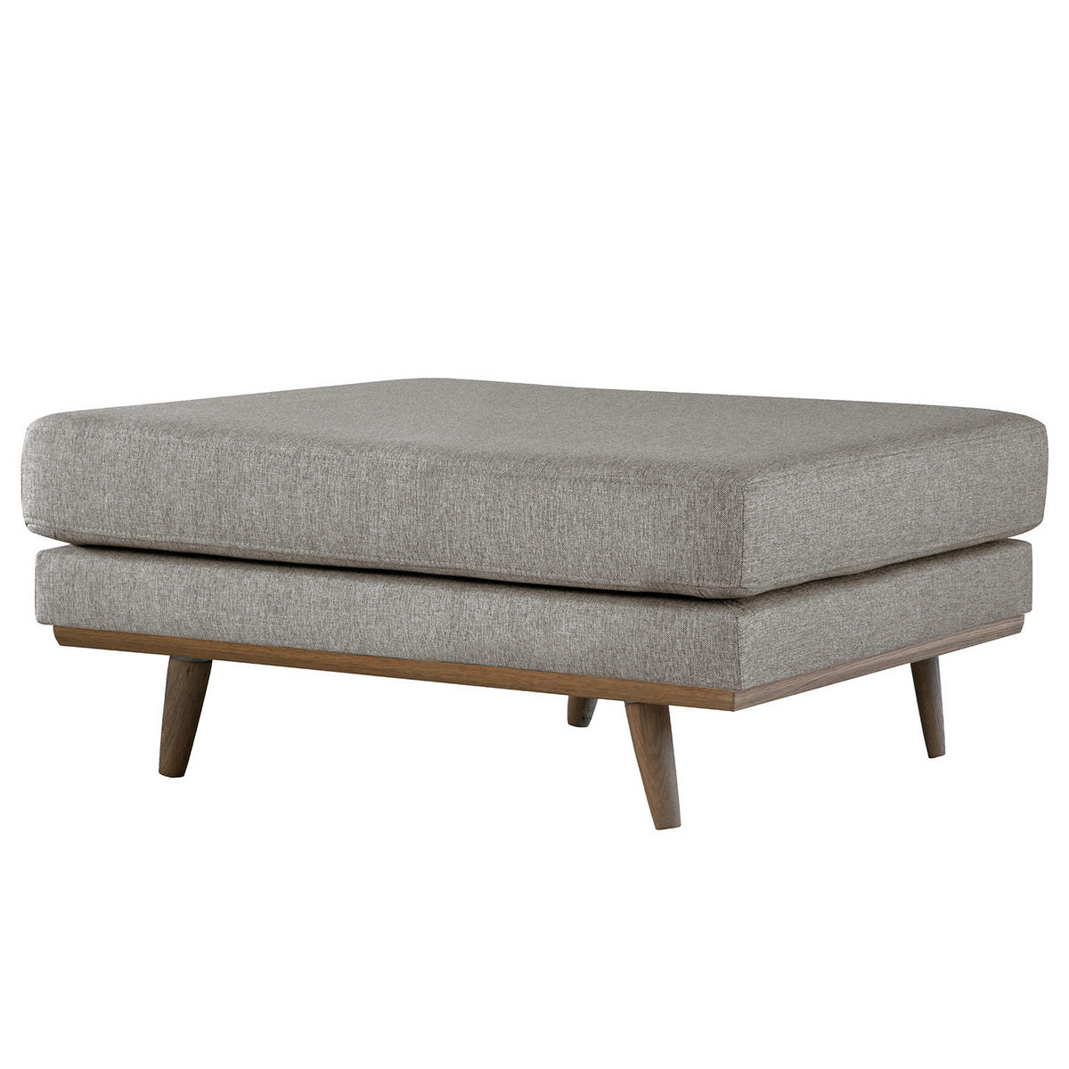 POLSTERHOCKER - Eichefarben/Graubraun, Eichenholz/Textil (85/43/60cm) - home24