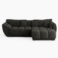 ECKSOFA LARGO Rechts Dunkelgrau Velours-Stoff L-Form Couch mit Schlaffunktion & Bettkasten - Dunkelgrau/Schwarz, Holz (285/180cm) - Barchello