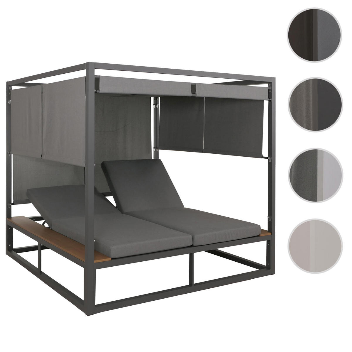 LOUNGE-GARTENLIEGE M63B Anthrazit, Grau - Anthrazit/Grau, Metall (200/200/200cm) - MCW
