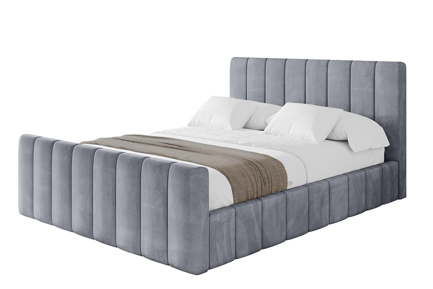 POLSTERBETT mit Bettkasten, Fußteil und Lattenrost, Boxbett mit Matratze H3/H4 - FINO-Z 120x200 Grau - Grau, Holzwerkstoff/Textil (120/200cm) - ALTDECOR