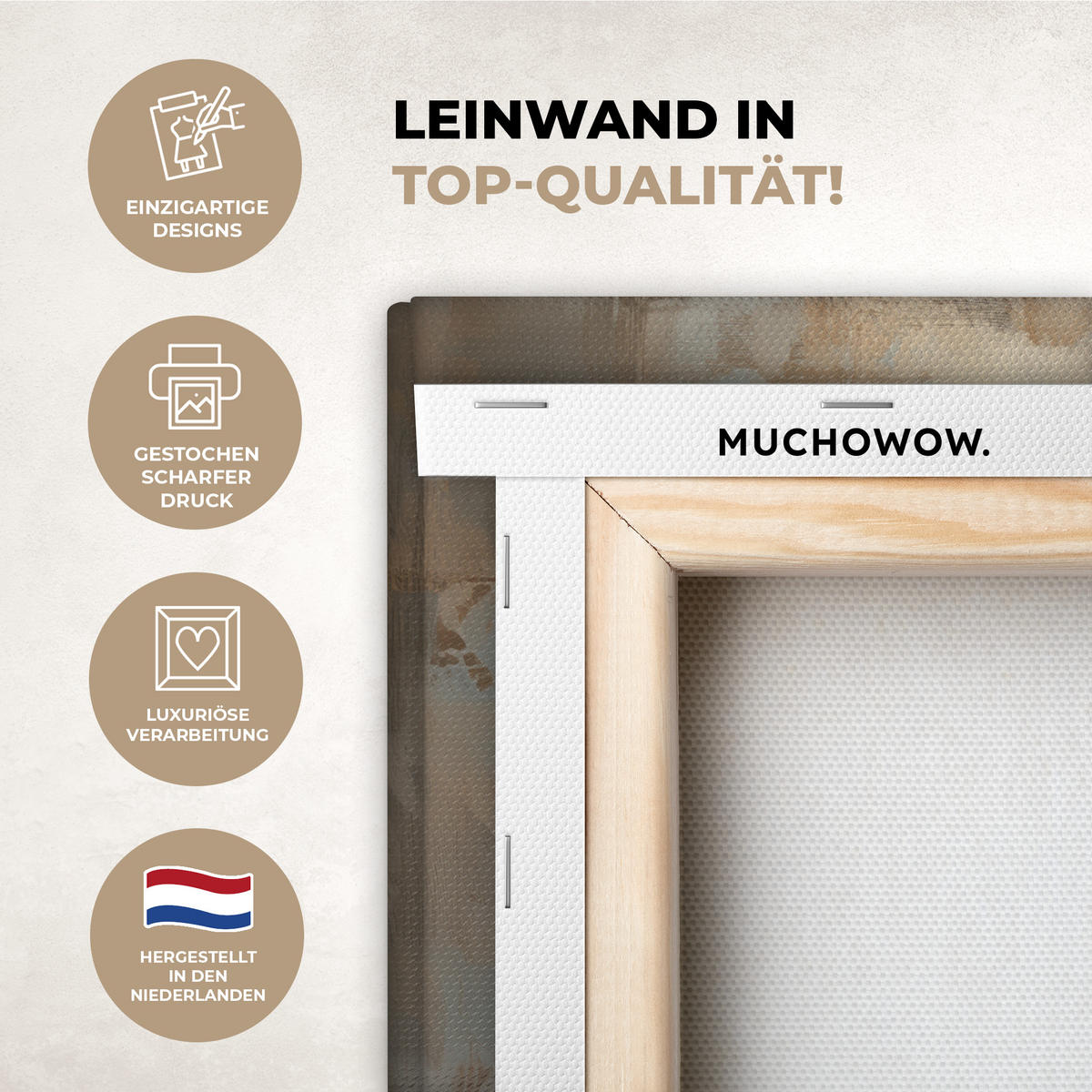 LEINWANDBILD Abstrakt - Kreuz - Hand - Christentum Deko Schlafzimmer 30x20 cm - Hellbraun, Textil (30/20cm) - MuchoWow