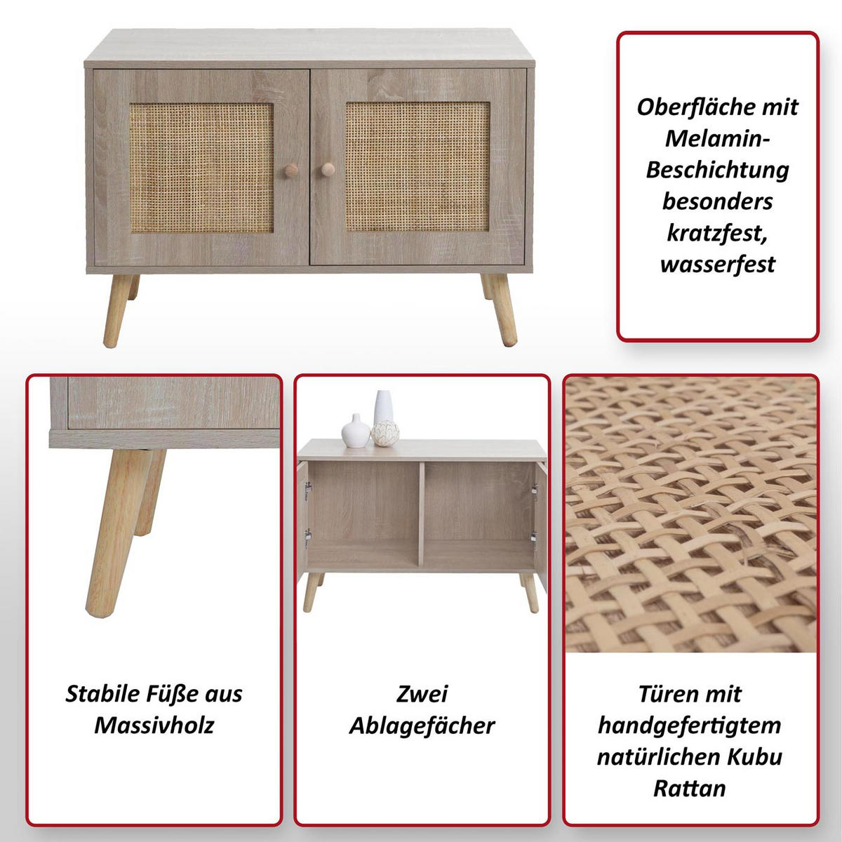 KOMMODE Braun - Braun, Holzwerkstoff (80/56/30cm) - MCW