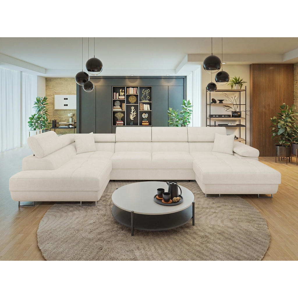 Thumbnail - Mirjan24 Wohnlandschaft, Ecru, Textil, 7-Sitzer, links montierbar,Rechteckig, 346x90x203 cm, Wohnzimmer, Sofas & Couches...