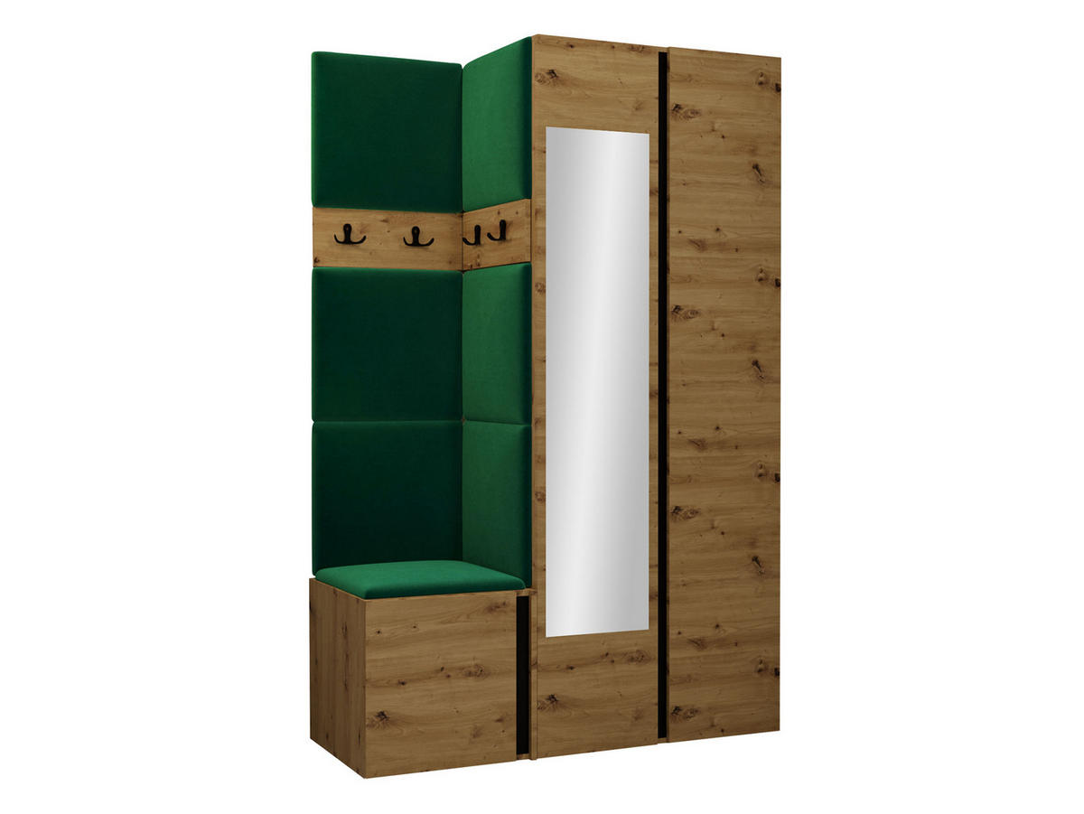 GARDEROBEN-SET Orion XXVI - Eiche Artisan/Grün, Holzwerkstoff/Kunststoff (116/186/46cm) - MIRJAN24