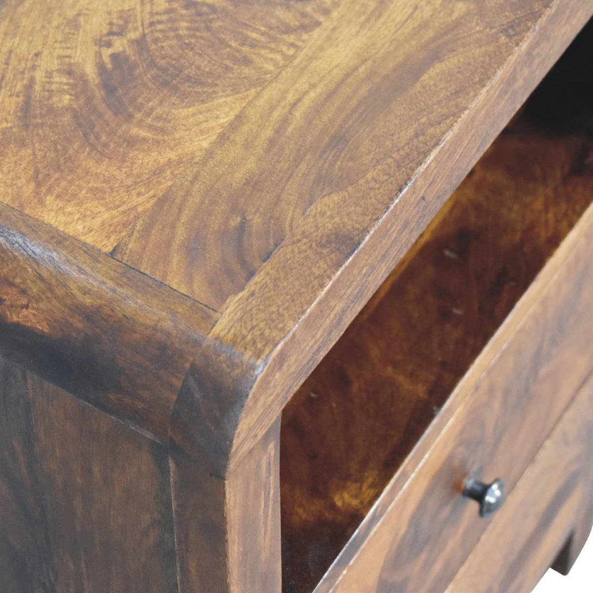NACHTTISCH Aspen mit 2 Schubladen, Braun - Messingfarben/Braun, Mangoholz/Holz (35/60/45cm) - Artisan Furniture