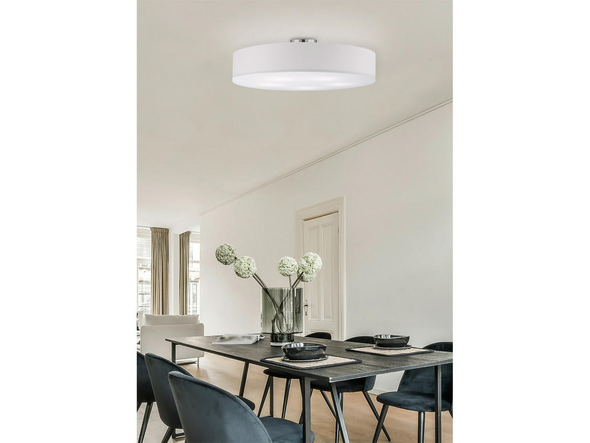 LED-DECKENLAMPE Ø65cm, Lampenschirm Stoff Weiß - Weiß, Textil (65/65/17cm) - meineWunschleuchte