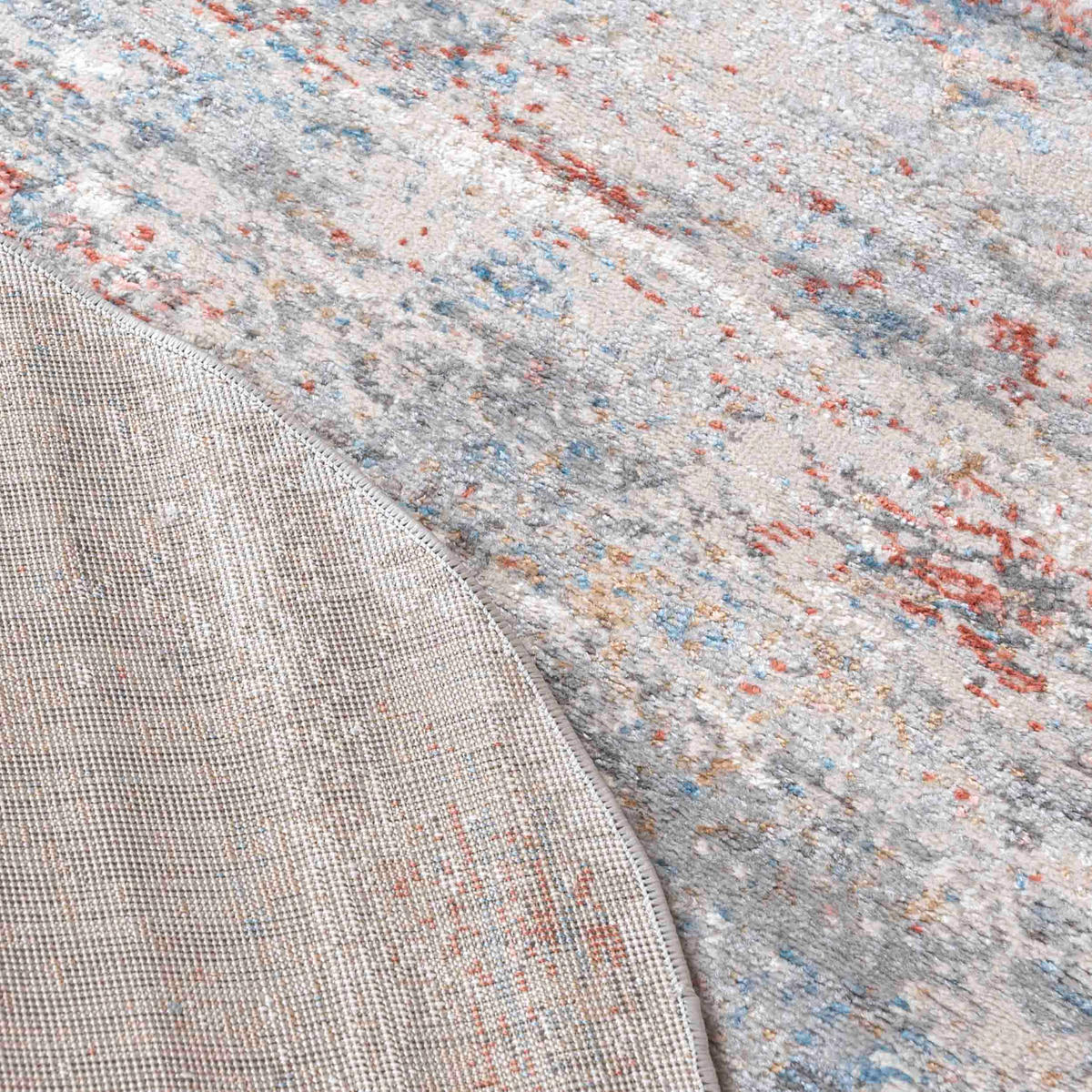 TEPPICH Grau Rund Abstrakt Kurzflor - 100 x 100 cm - Hellgrau, Textil (100/100cm) - Mazovia