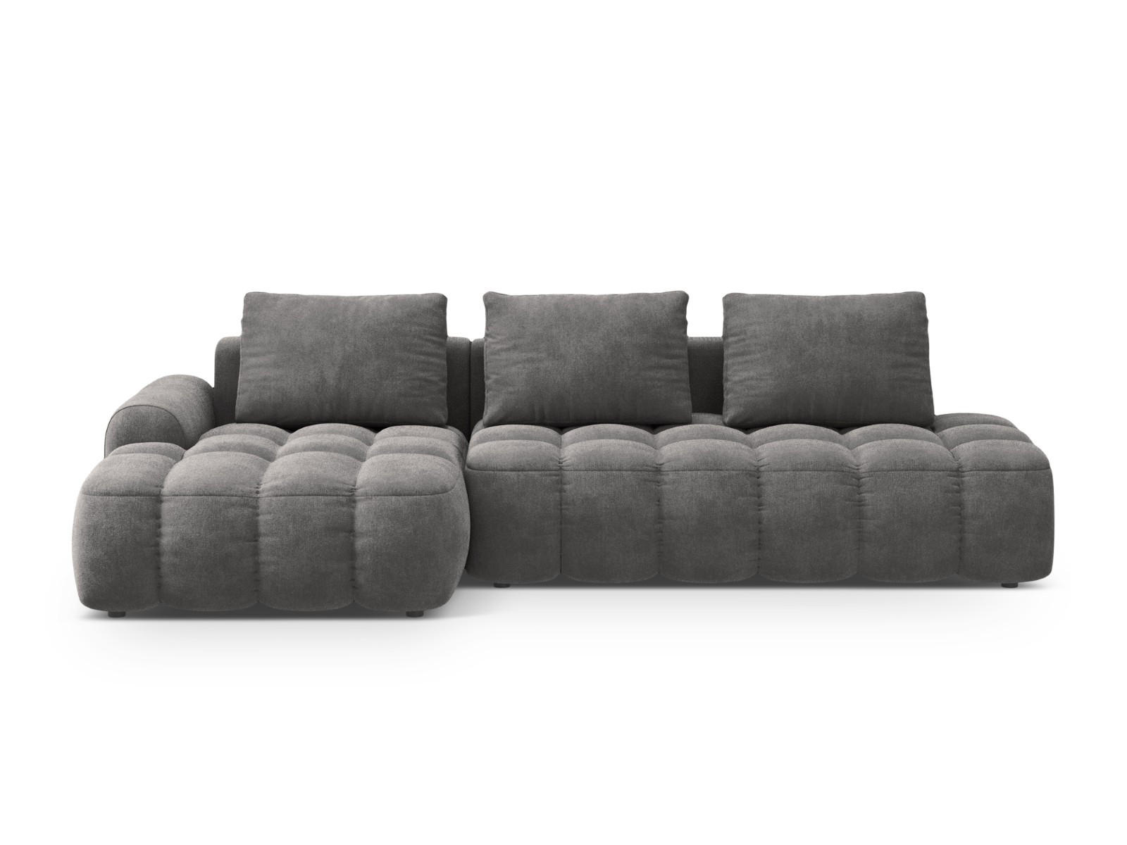 AUSKLAPPBARES-ECKSOFA links mit Container Linz aus Samt grau 3 Sitzplätze - Grau, Textil (142/275cm) - Cosmopolitan Design