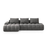 AUSKLAPPBARES-ECKSOFA links mit Container Linz aus Samt grau 3 Sitzplätze - Grau, Textil (142/275cm) - Cosmopolitan Design