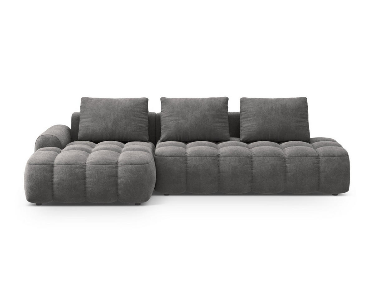 AUSKLAPPBARES-ECKSOFA links mit Container Linz aus Samt grau 3 Sitzplätze - Grau, Textil (142/275cm) - Cosmopolitan Design