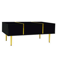 COUCHTISCH mit 2 Schubladen 100 x 60 cm MDF Schwarz Hochglanz - Schwarz, Metall (100/60/41.5cm) - Meubliv