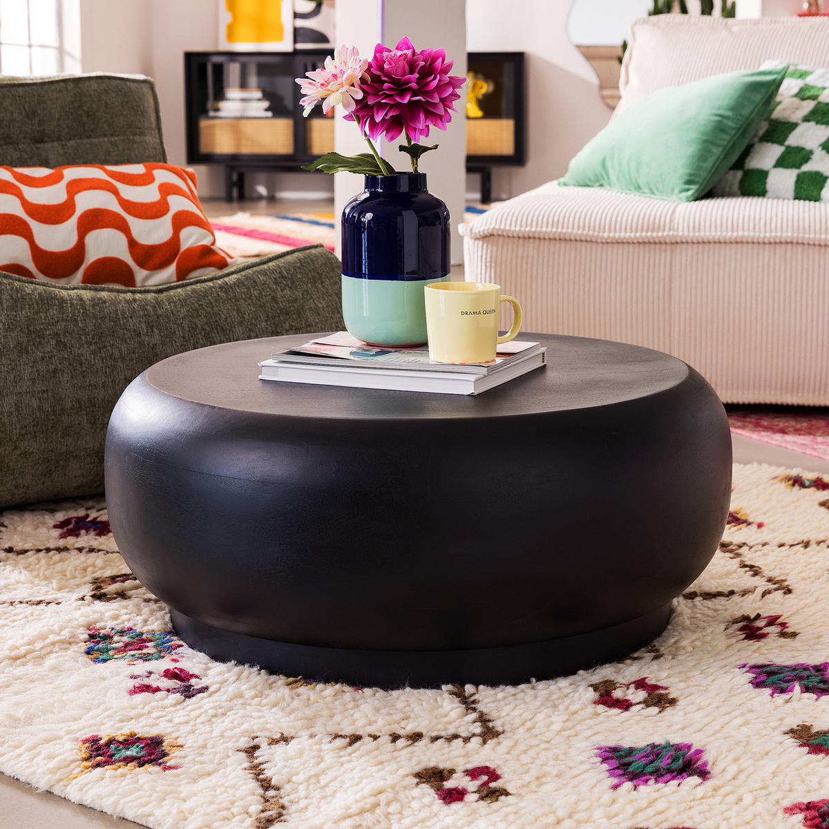 MASSIVER COUCHTISCH - Mango Schwarz - Schwarz, Holz (76/76/31cm) - home24