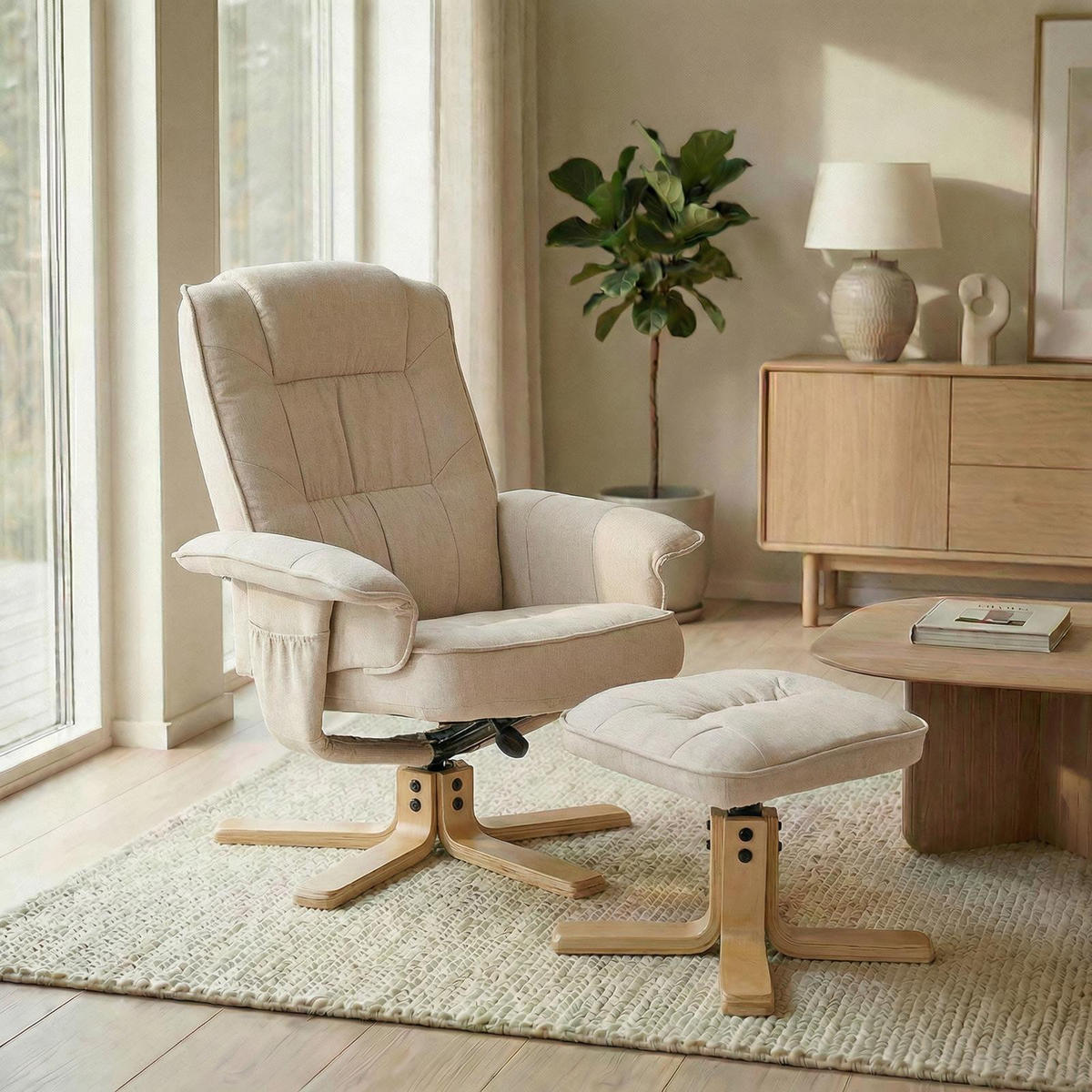 RELAXSESSEL CHARLY beige - Beige, Textil (76/87/61cm) - IDIMEX