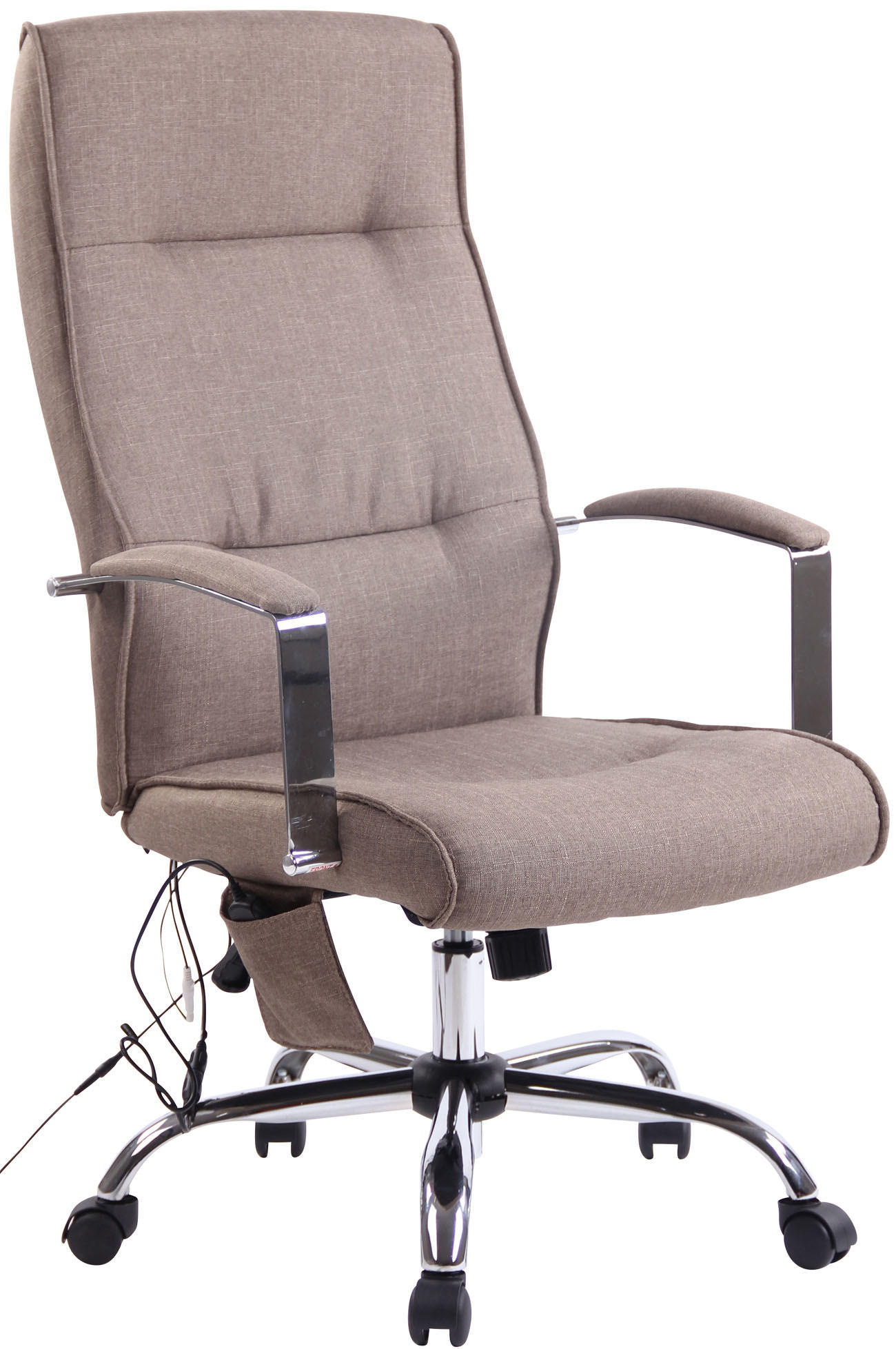 CHEFSESSEL Stoff Taupe - Taupe/Chromfarben, Textil/Metall (63/114/72cm) - CLP