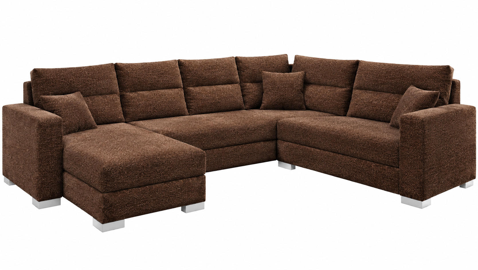 WOHNLANDSCHAFT CAPTAIN U-Form 314 cm mit hochwertigem Federkern, Schlaffunktion, Bettkasten und Ottomane links/rechts - Schwarz/Braun, Kunststoff (314/90/217cm) - Wohnideebilder