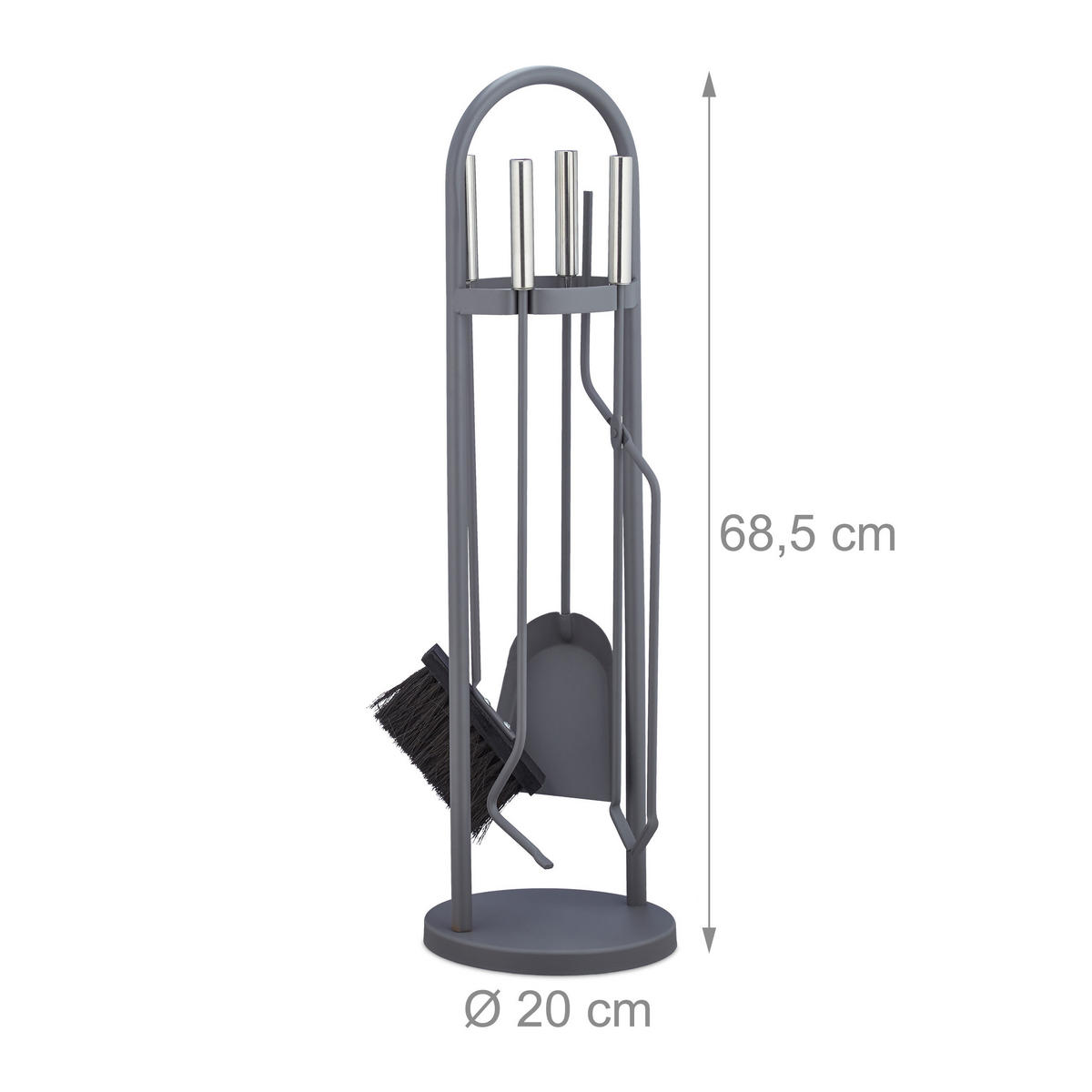 KAMINBESTECK - Grau, Metall (20/68.5/20cm) - Relaxdays