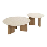COUCHTISCH-SET ROMANO SCULTURA 2-teilige runde Satztische mit skulpturalen Panel-Beinen - Beige/Braun, Keramik (76/76/30cm) - alesvelt