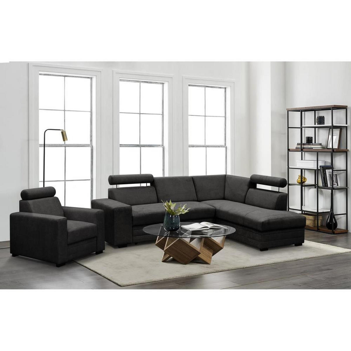 ECKSCHLAFSOFA Roma schwarz rechts - Schwarz, Textil (250/205cm) - Beautysofa
