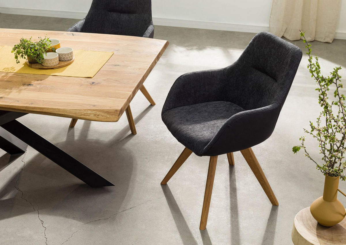 STUHL 100% Polyester 56 x 60 x 87 cm schwarz TACOMA #11 - Schwarz, Kunststoff (56/87/60cm) - Massivmoebel24