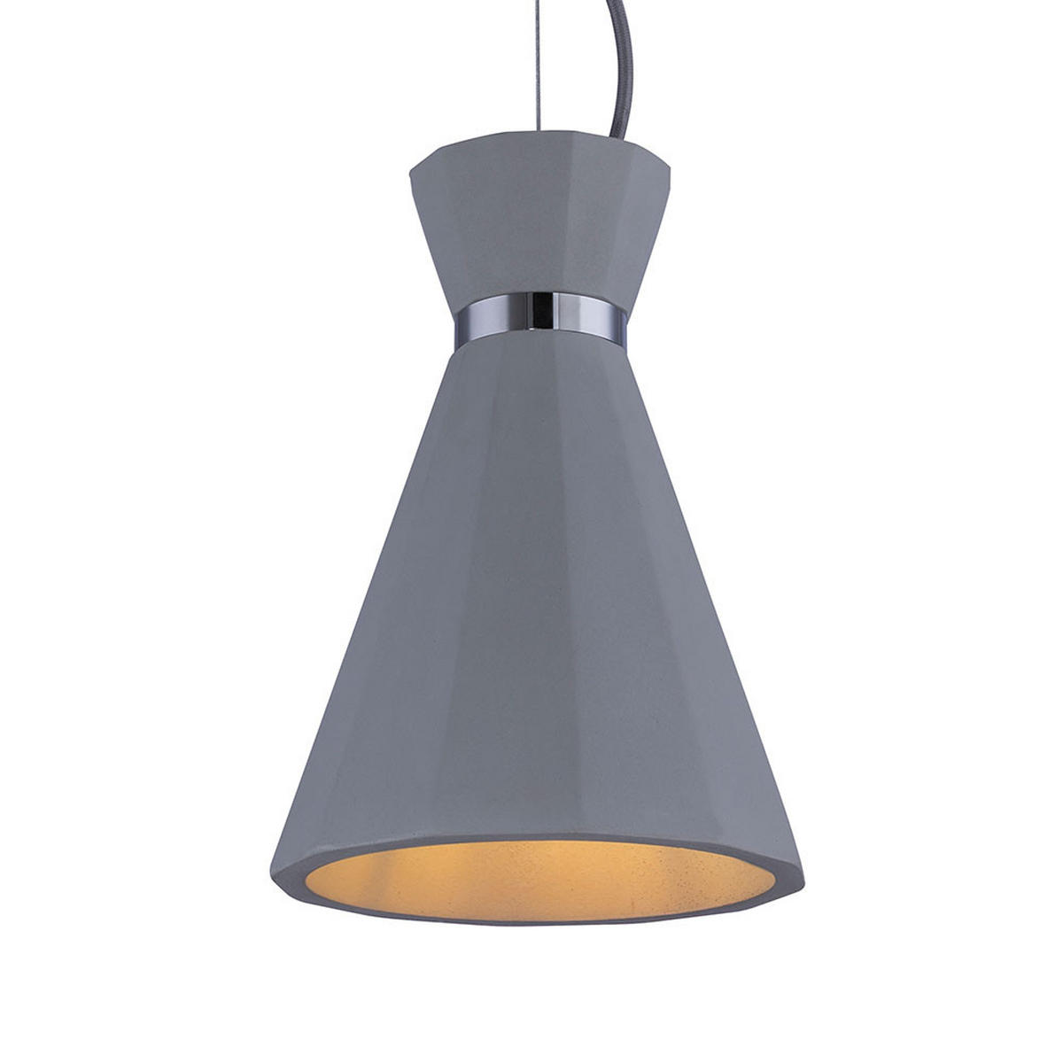 HÄNGELEUCHTE Metall Beton Grau Chromring - Grau, Metall (20/20/177.5cm)