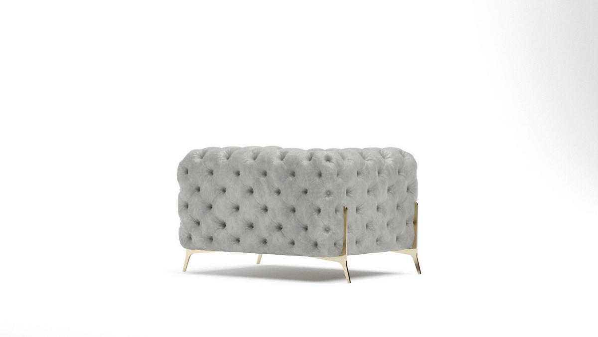 CHESTERFIELD-SESSEL Vertex Grau Samt - Goldfarben/Grau, Holz/Textil (125/75/100cm) - S-Style Möbel