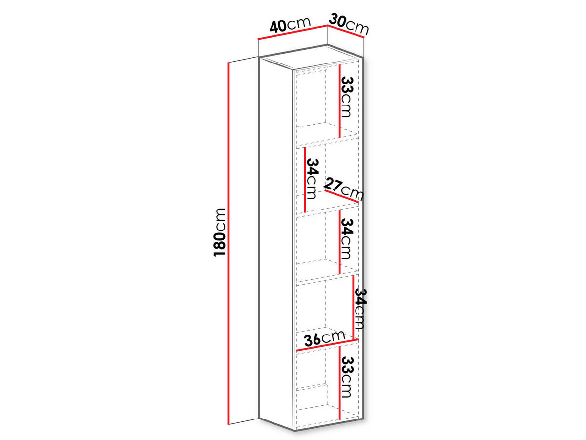 HÄNGEVITRINE 180 Vigo - Weiß Hochglanz/Weiß, Holzwerkstoff (40/180/30cm) - MIRJAN24