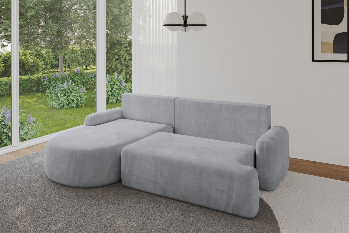 ECKSOFA mit Schlaffunktion und Bettkasten LIRA-L - 264x172x89 Grau - Grau, Holzwerkstoff/Textil (264/172cm) - ALTDECOR