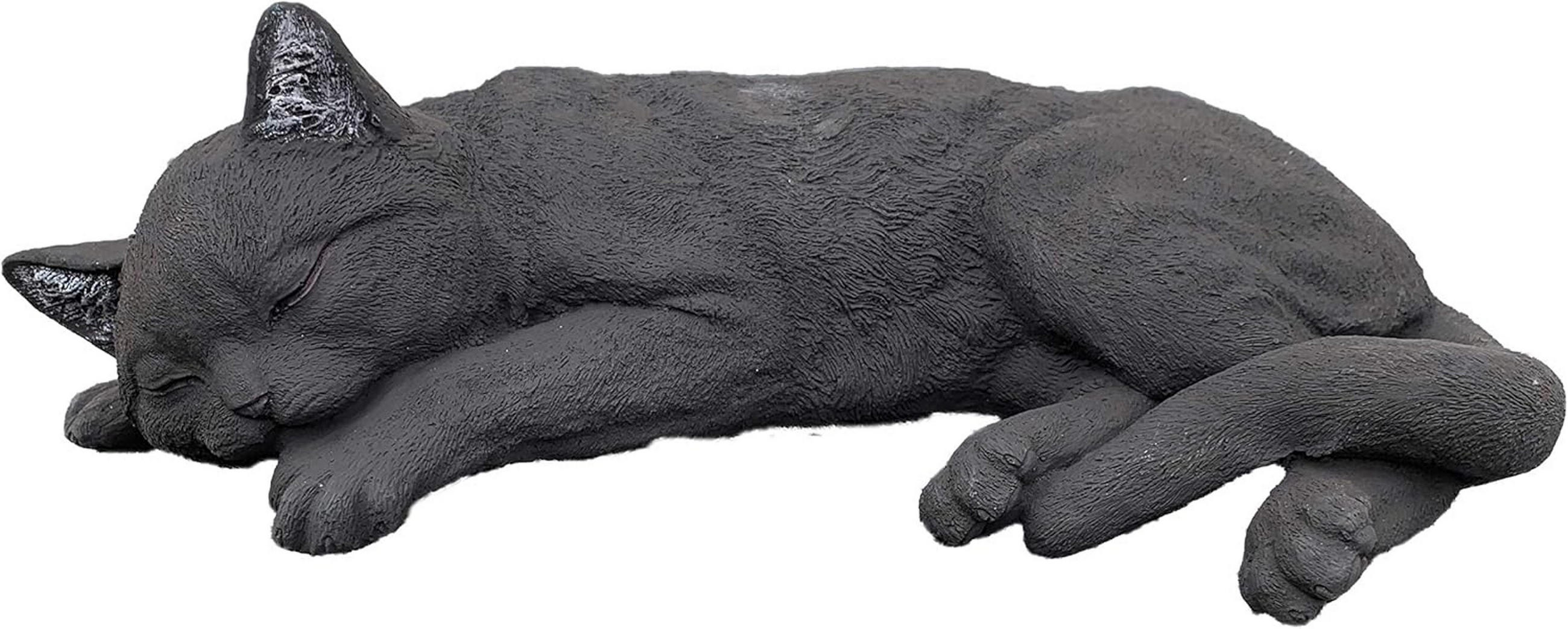 STEINFIGUR große Schwarze Katze schlafend Gartenfigur frostfest - Schwarz, Stein (38/10/20cm) - stoneandstyle