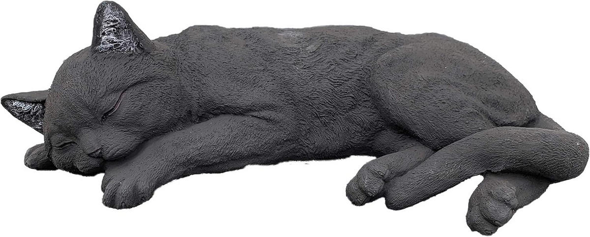 STEINFIGUR große Schwarze Katze schlafend Gartenfigur frostfest - Schwarz, Stein (38/10/20cm) - stoneandstyle