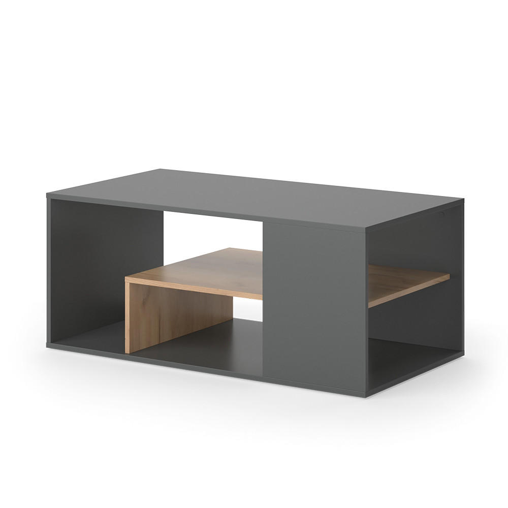 Vicco COUCHTISCH Anthrazit, Honigeiche 110cm × 59cm × 47cm