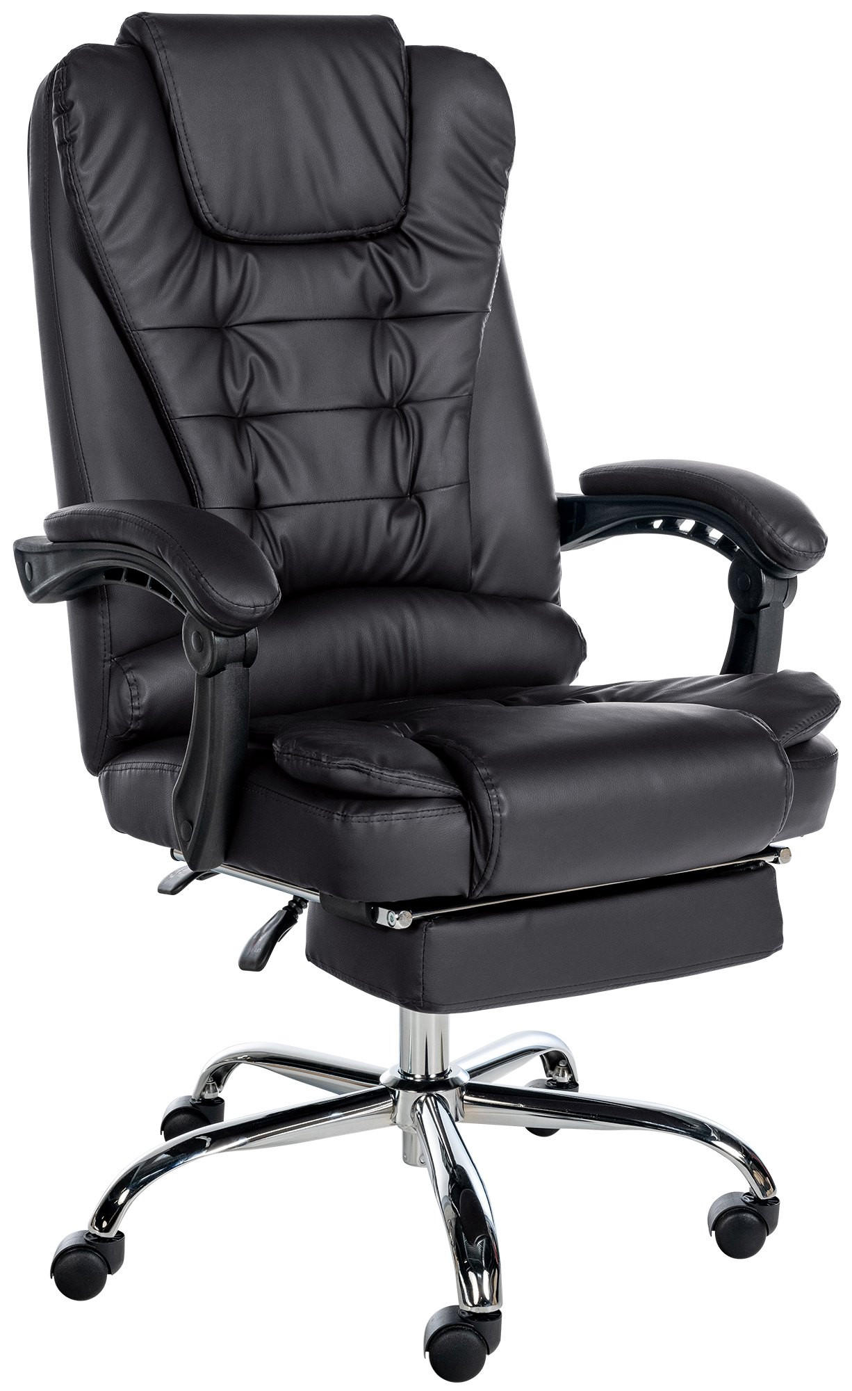 CHEFSESSEL Lederlook Schwarz - Chromfarben/Schwarz, Textil/Metall (67/115/68cm) - CLP